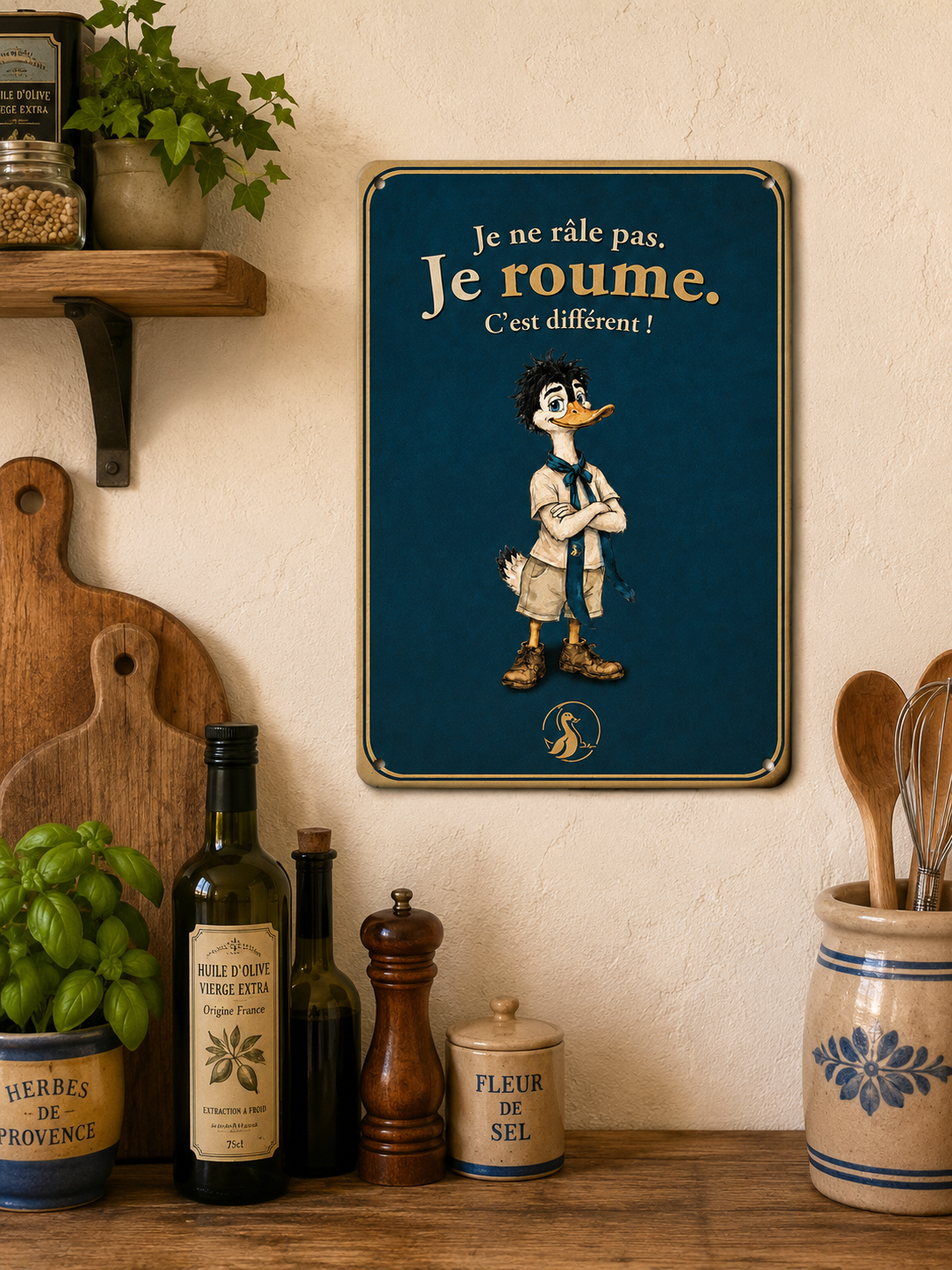 Plaque métallique : Je roume !